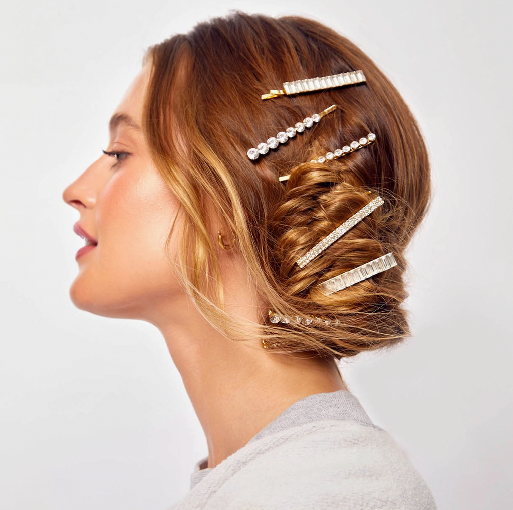 Metal Rhinestone Bobby Pin Set