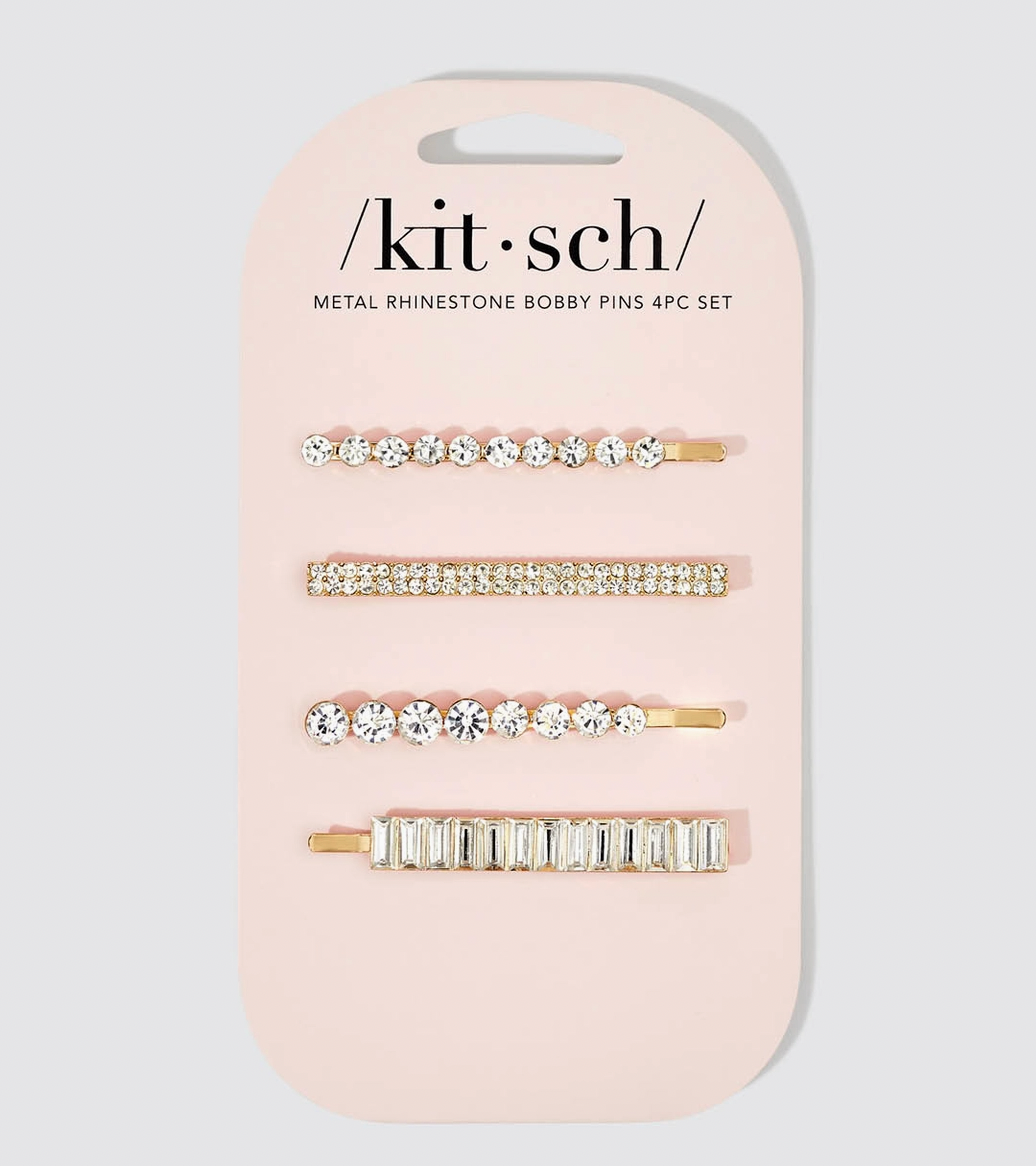 Metal Rhinestone Bobby Pin Set