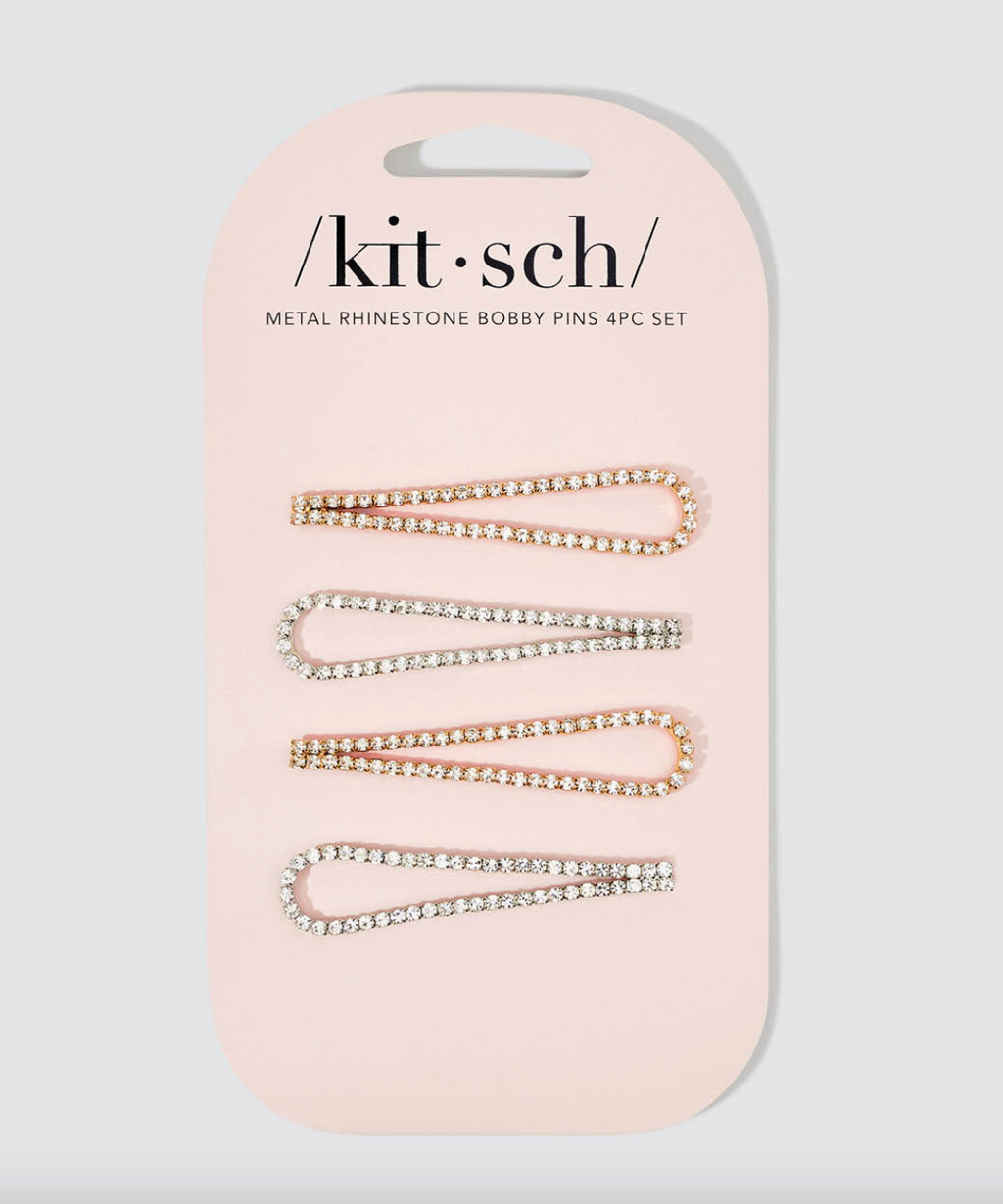 Metal Rhinestone Drop Bobby Pins Set by Kitsch