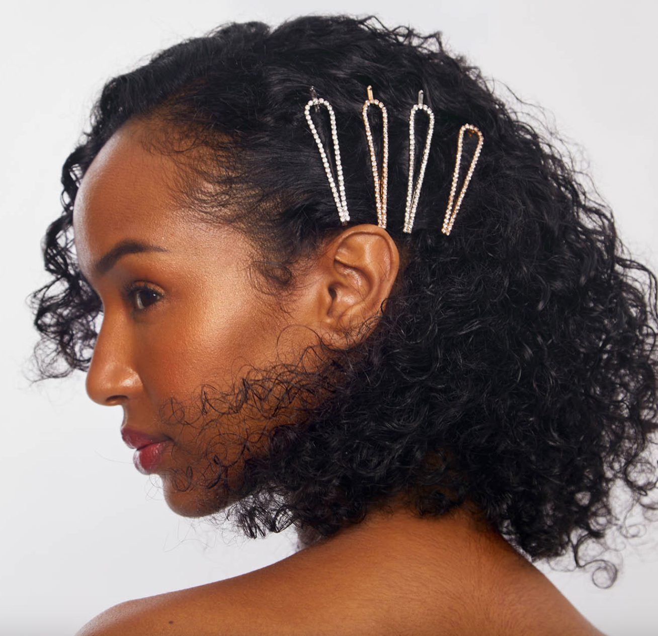 Metal Rhinestone Drop Bobby Pins Set by Kitsch