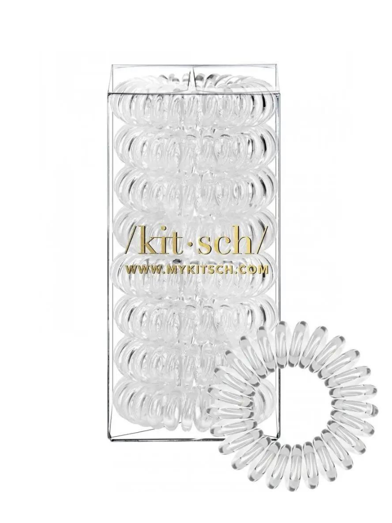 Kitsch Spiral Hair Ties 8 Pack in Clear