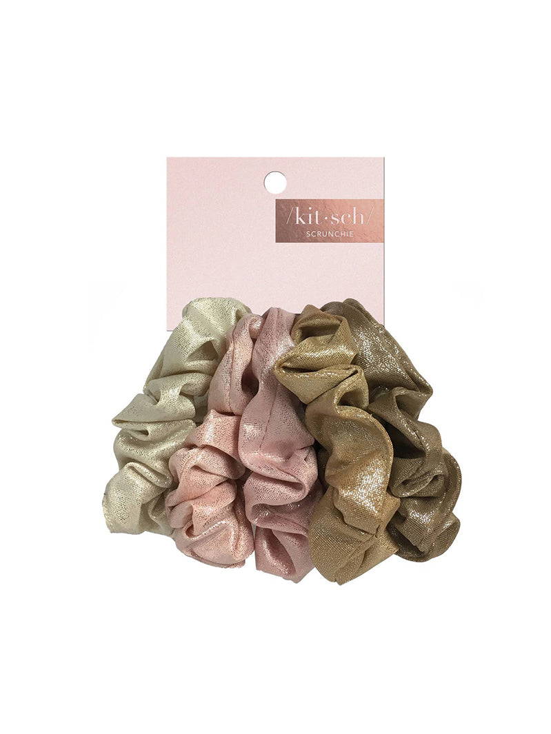 Kitsch Metallic Scrunchies in Blush/Mauve
