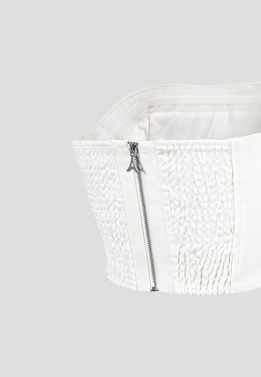 Denim Bandeau Corset Top - Off White