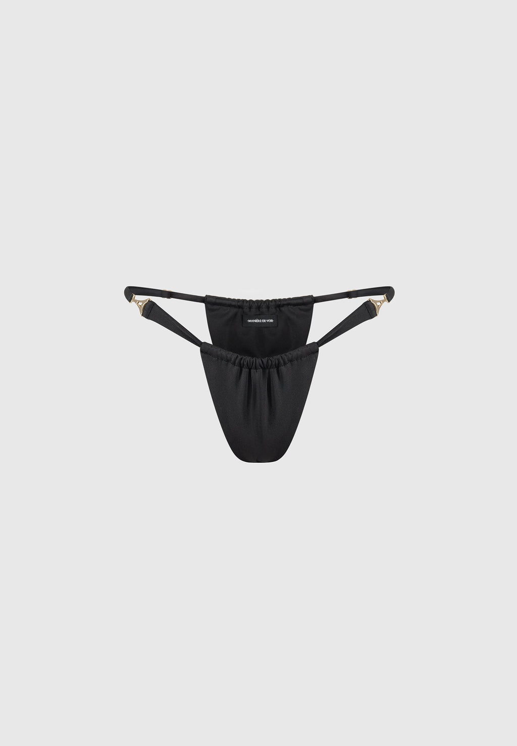 Eiffel Ruched Bikini Bottoms - Black