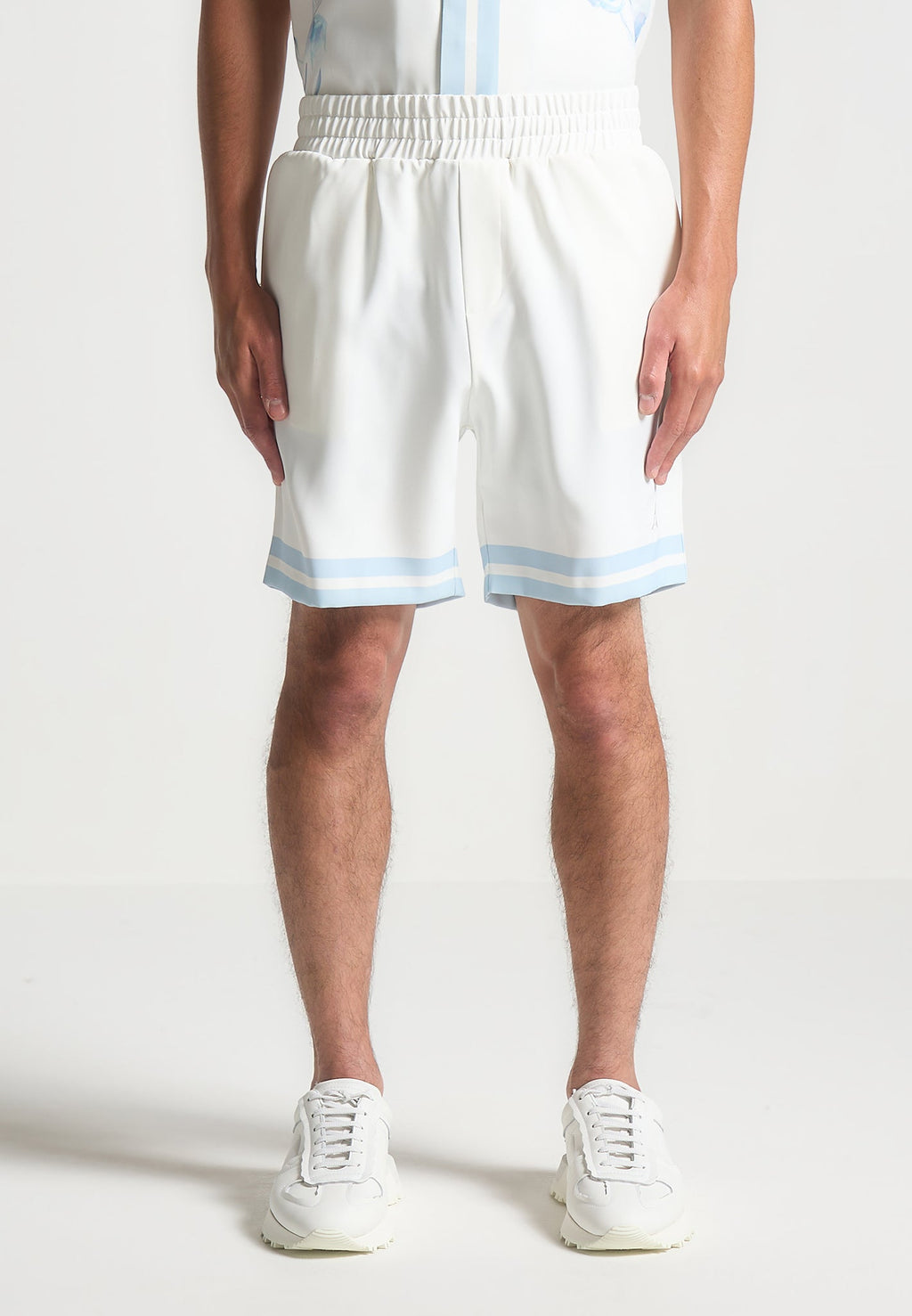 Floral Border Shorts - Blue