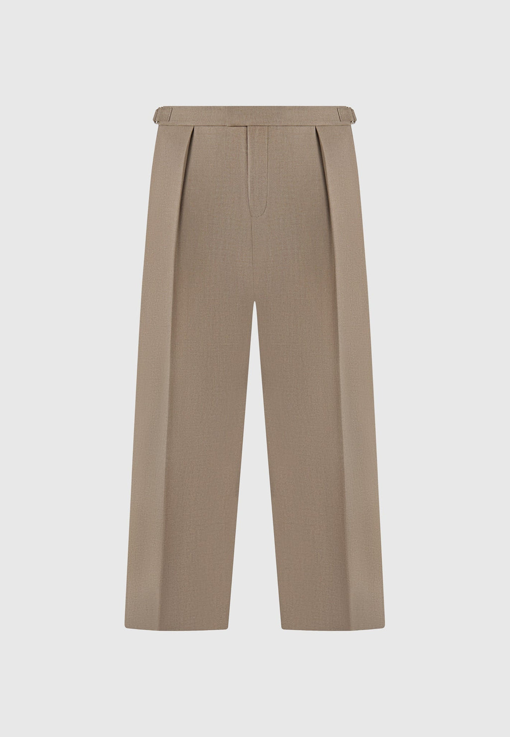 Relaxed Fit Hatched Pleated Tailored Trousers - Khaki
