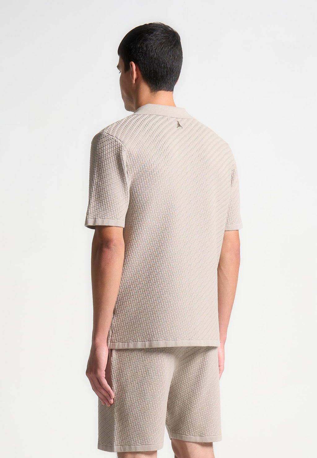 Herringbone Knit Revere Shirt - Taupe