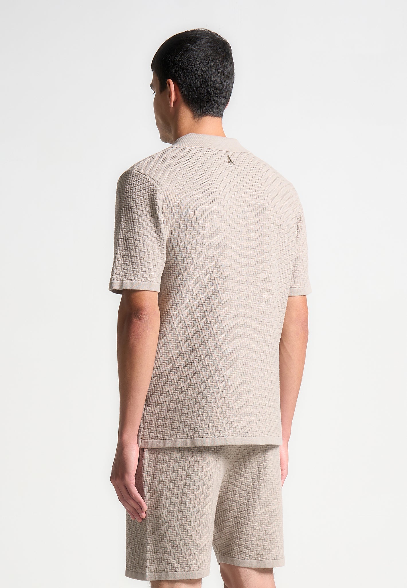 Herringbone Knit Revere Shirt - Taupe