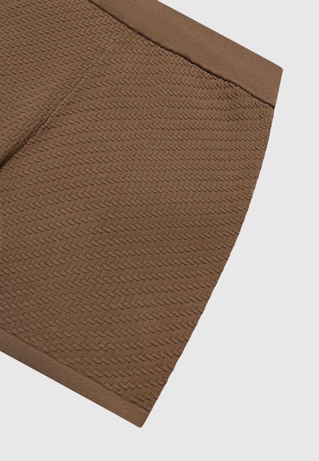 Herringbone Knit Shorts - Brown