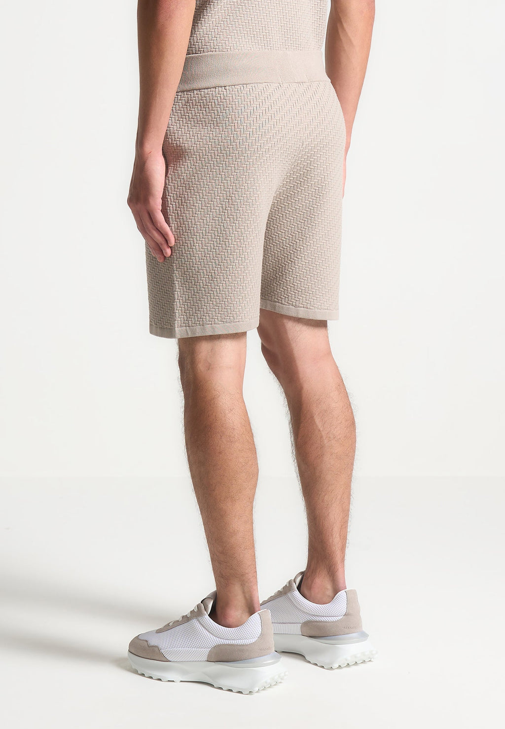 Herringbone Knit Shorts - Taupe