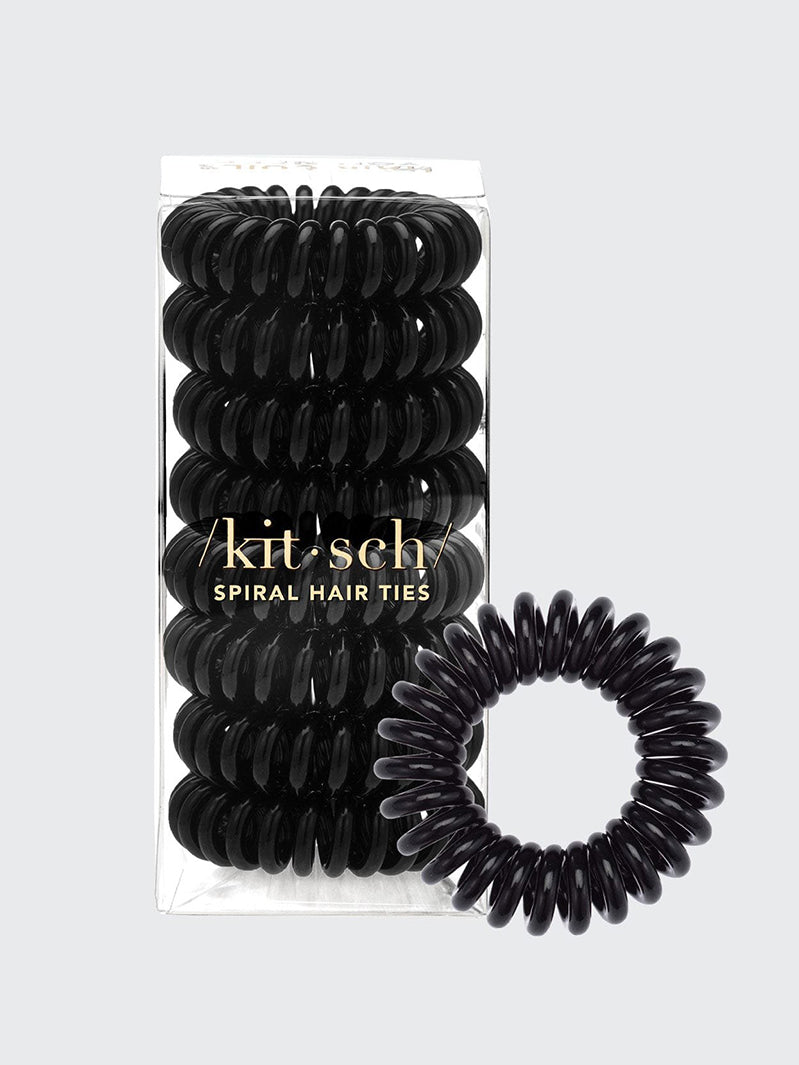 Spiral Hair Ties 8 Pack in Black by Kitsch