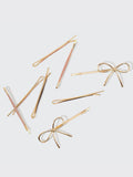 Metal Enamel Cloud & Bow Bobby Pins Set in Rosewood by Kitsch