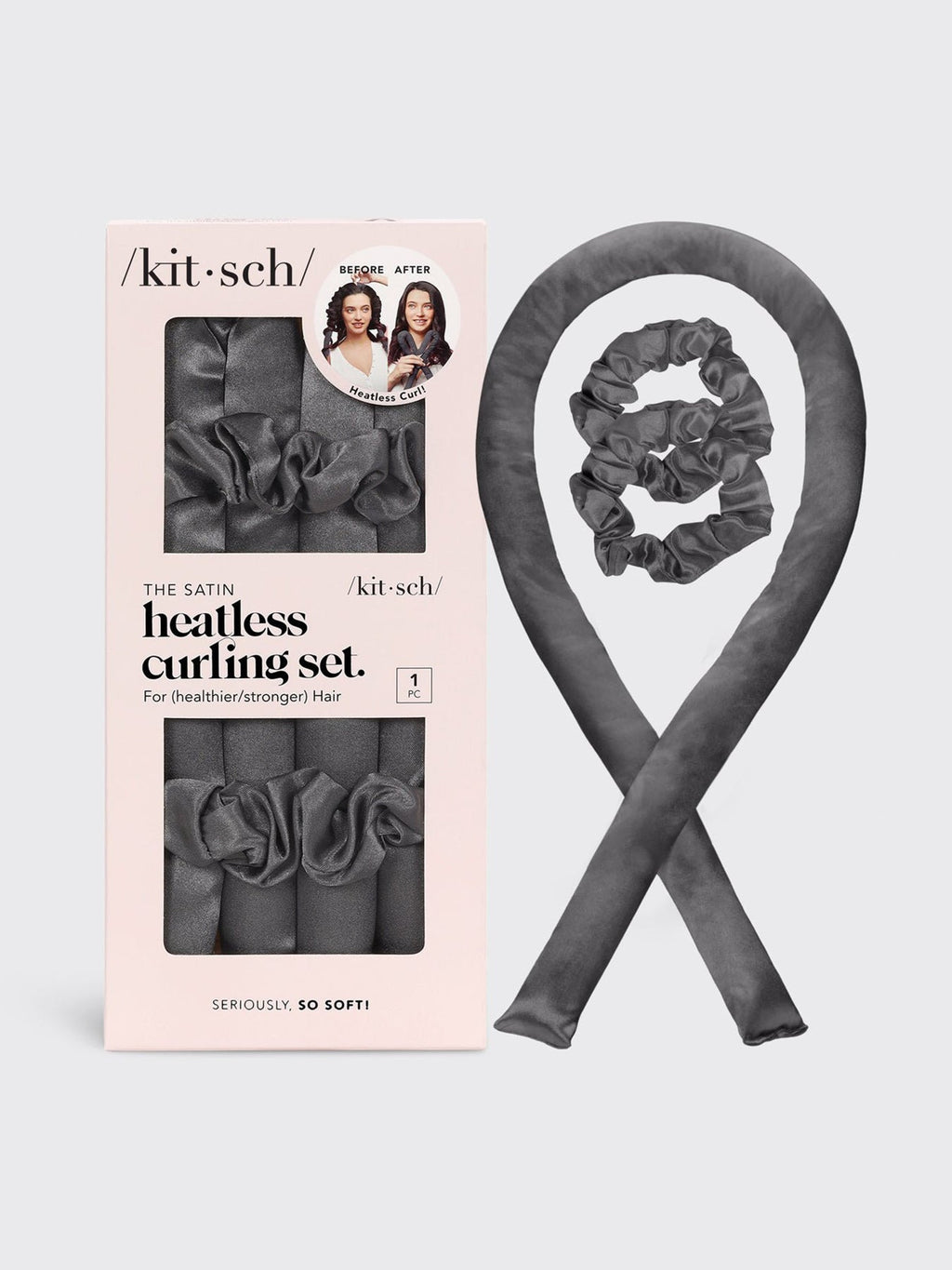Satin Heatless Curling Set in Charcoal by Kitsch