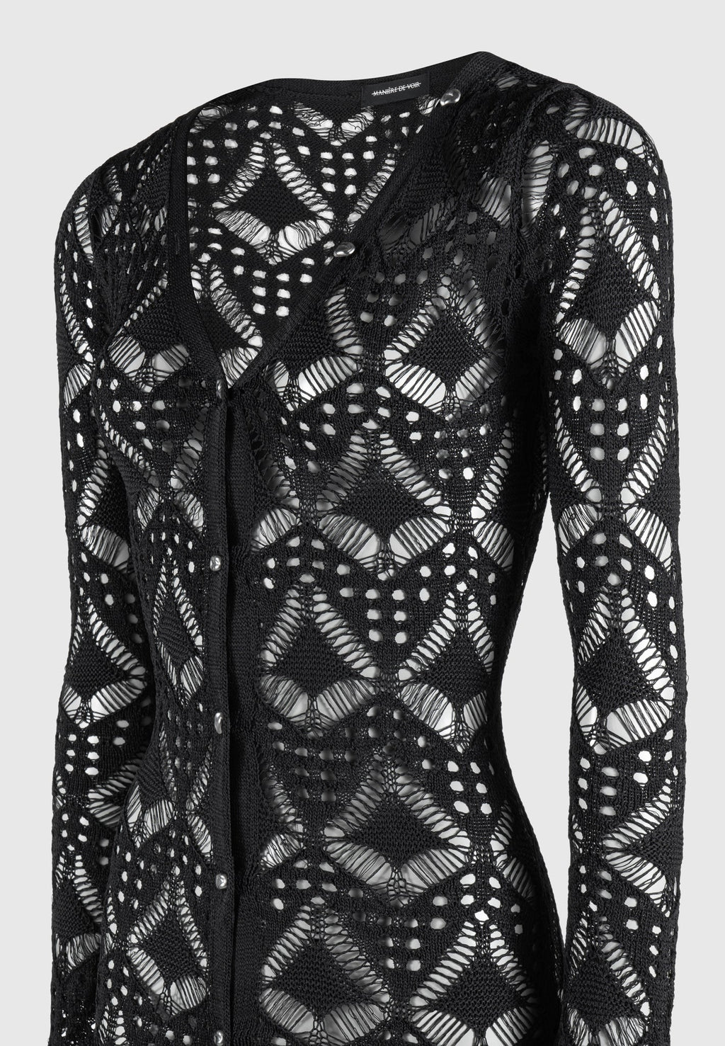 Knit Longline Cover Up Cardigan - Black