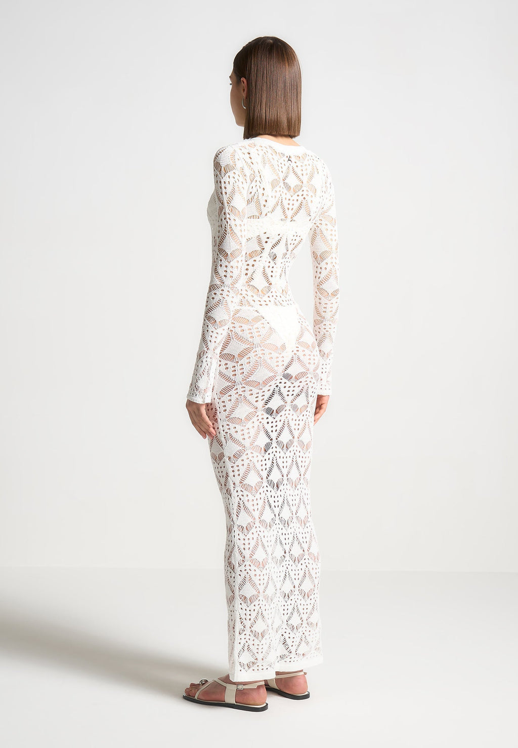 Knit Longline Cover Up Cardigan - Off White