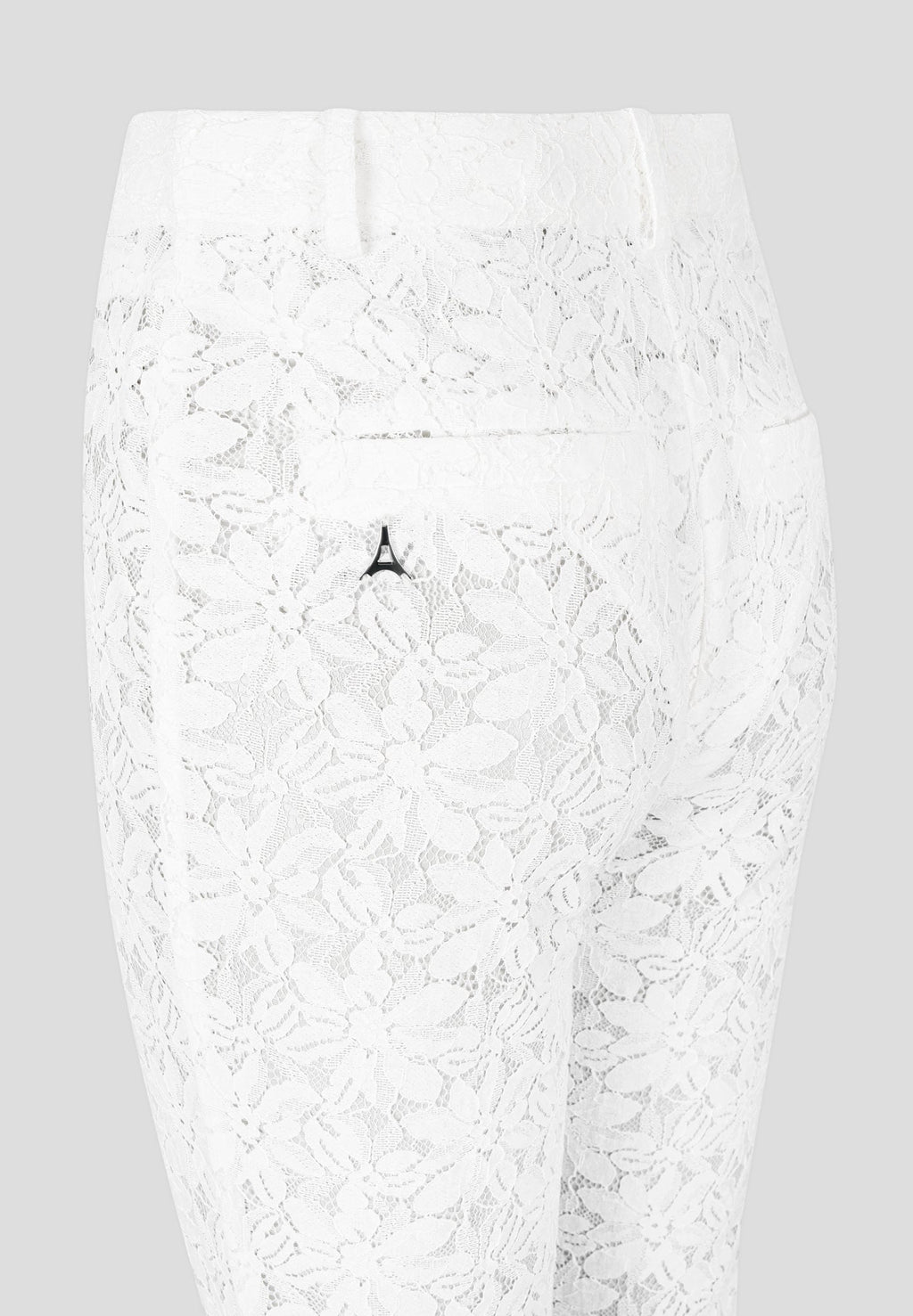 Lace Fit and Flare Trousers - White