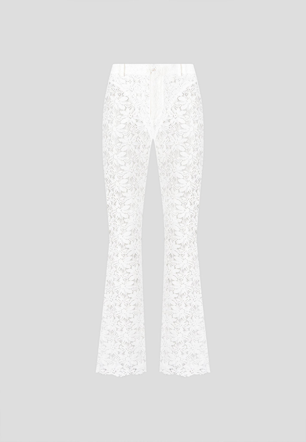 Lace Fit and Flare Trousers - White