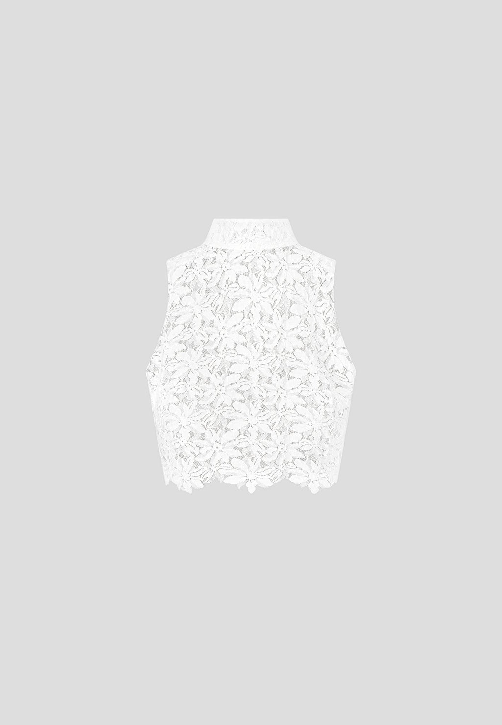 Lace Open Back Top - White