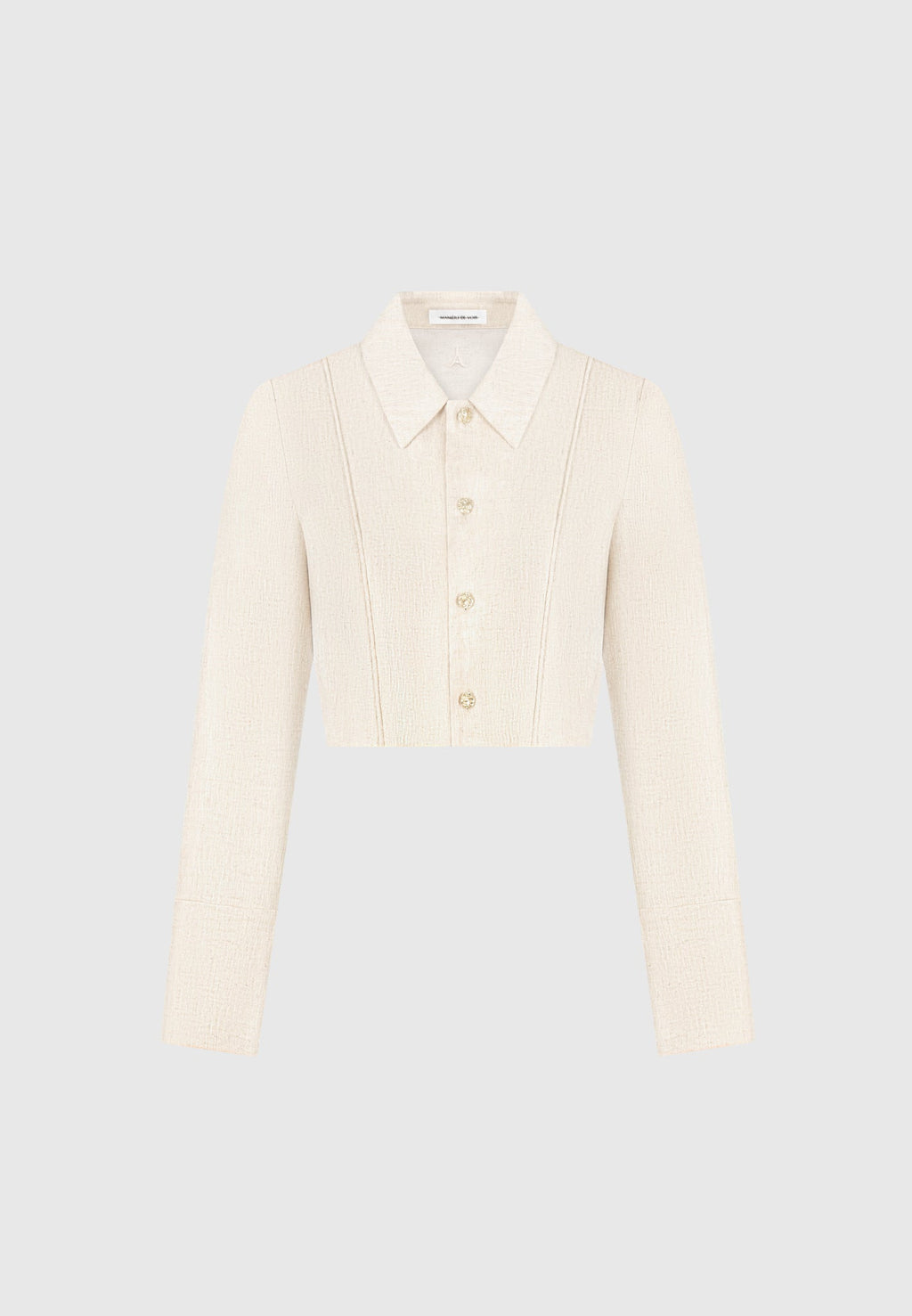 Linen Pintuck Cropped Shirt - Natural