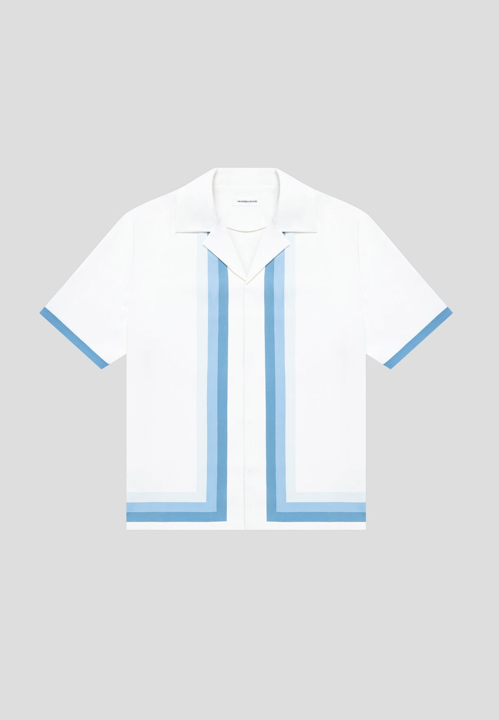 Ombré Border Revere Shirt - White/Blue