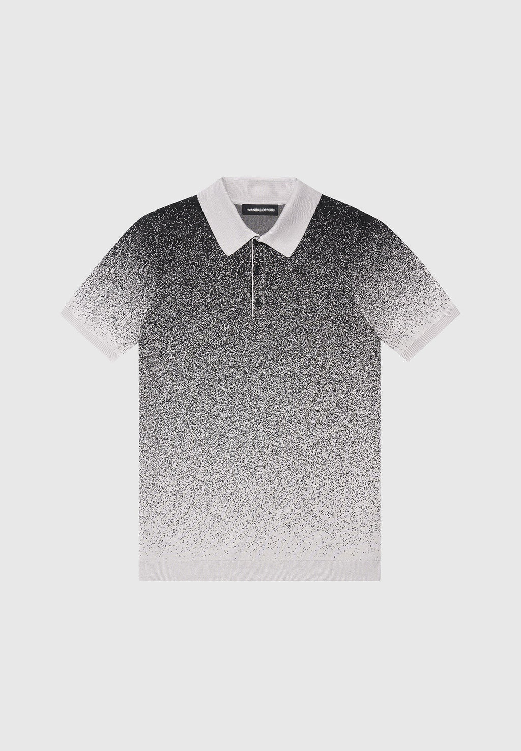 Ombré Knit Polo Top - Grey/Black