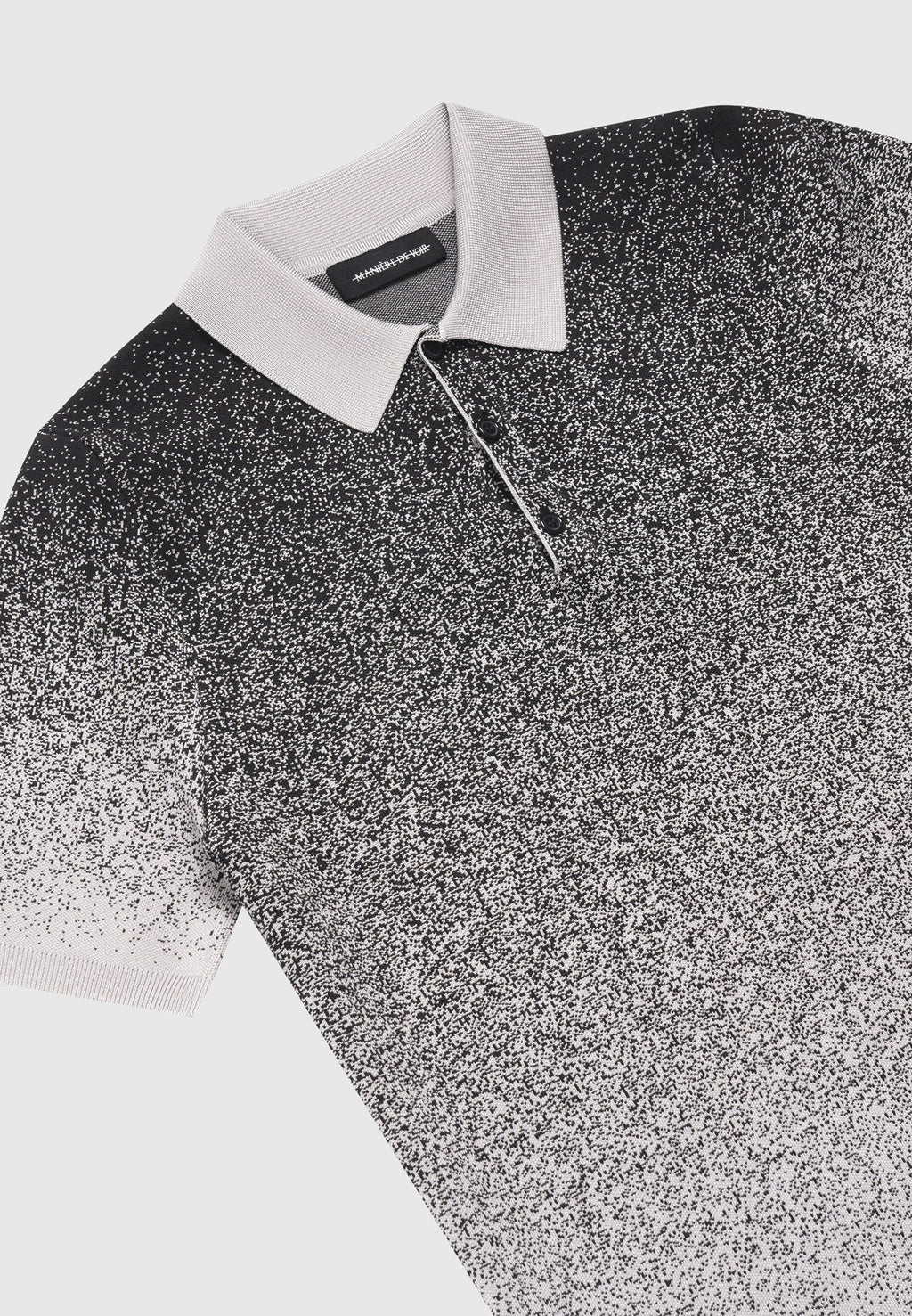 Ombré Knit Polo Top - Grey/Black
