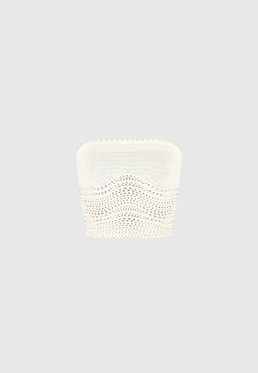 Pearl Applique Crochet Bandeau Top - Cream