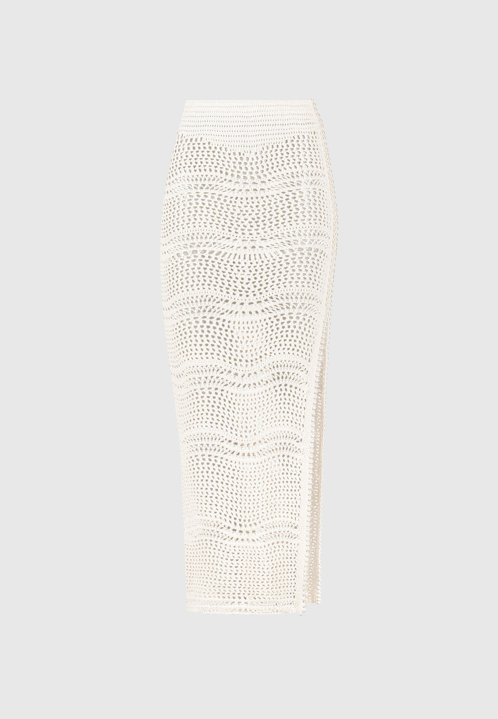 Pearl Applique Crochet Maxi Skirt - Cream