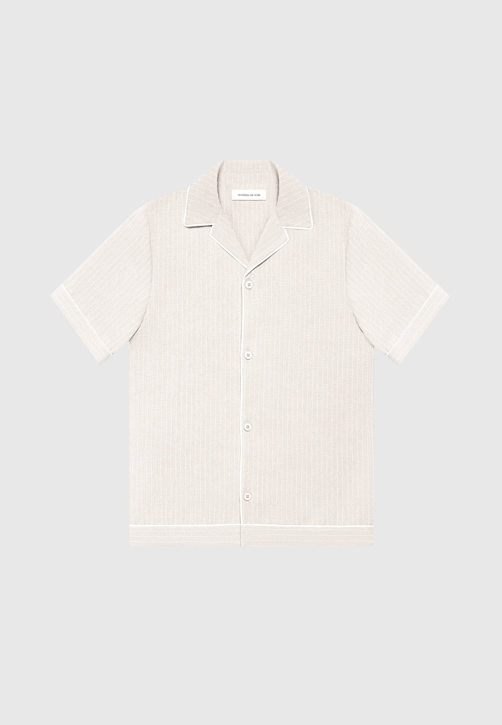 Pinstripe Revere Shirt - Beige