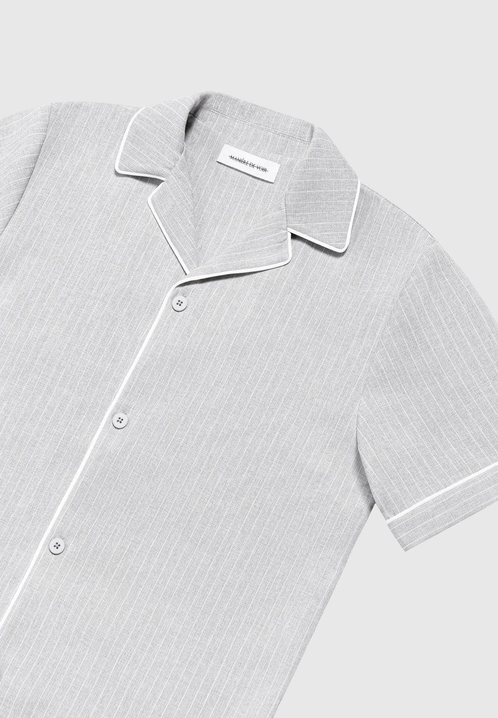Pinstripe Revere Shirt - Grey