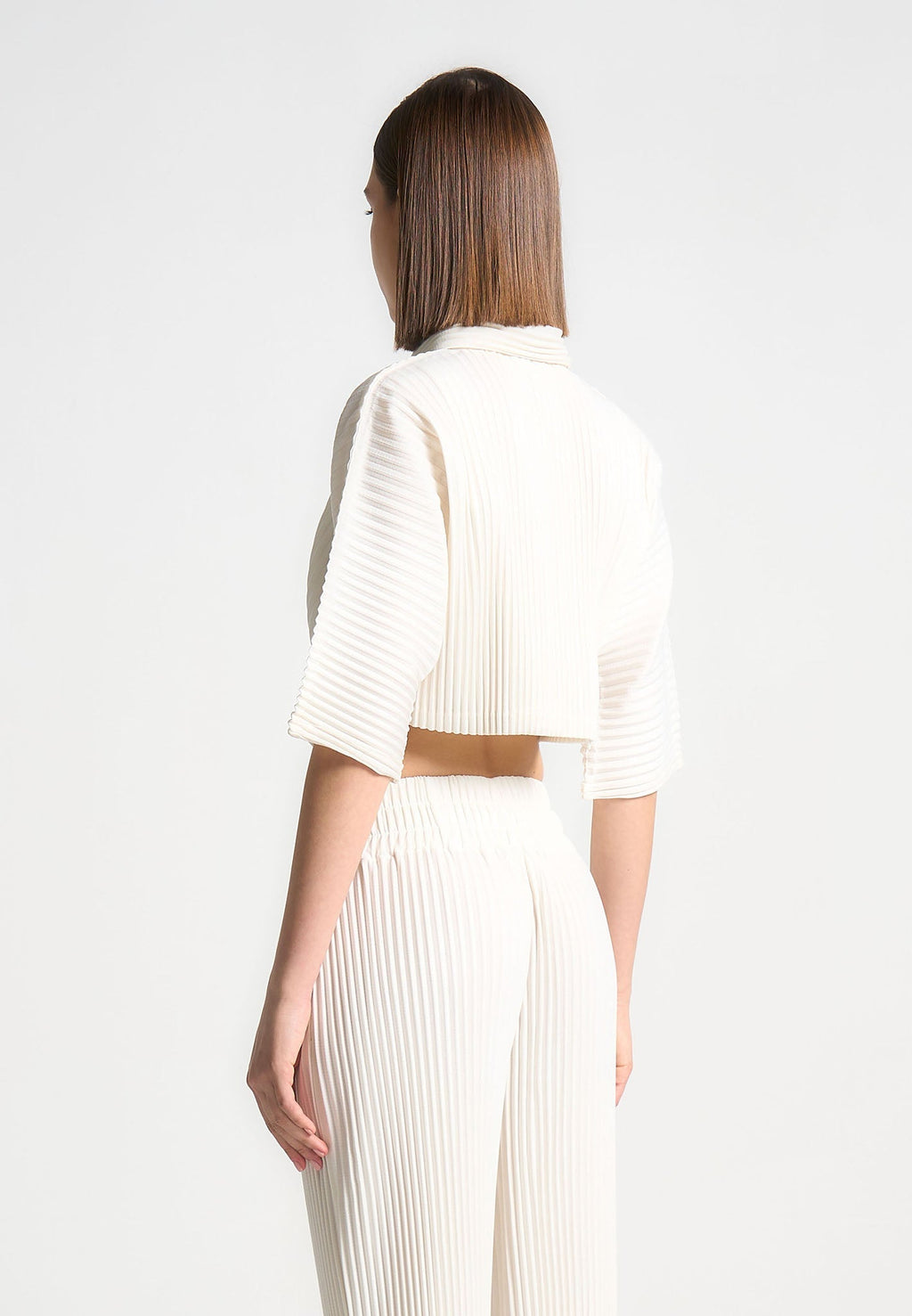 Pleated Cropped Shirt - Off White