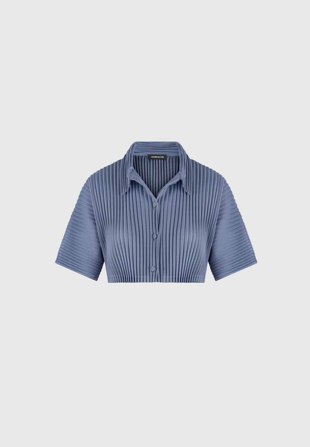 Pleated Cropped Shirt - Steel Blue