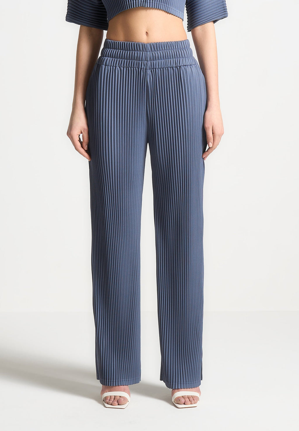 Pleated Trousers - Steel Blue