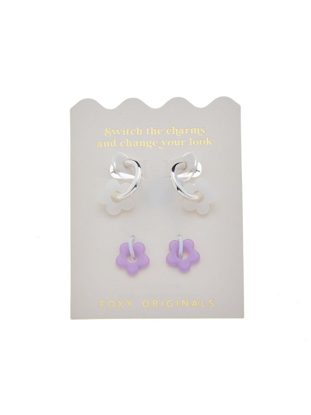 Purple & White Flower Earrings