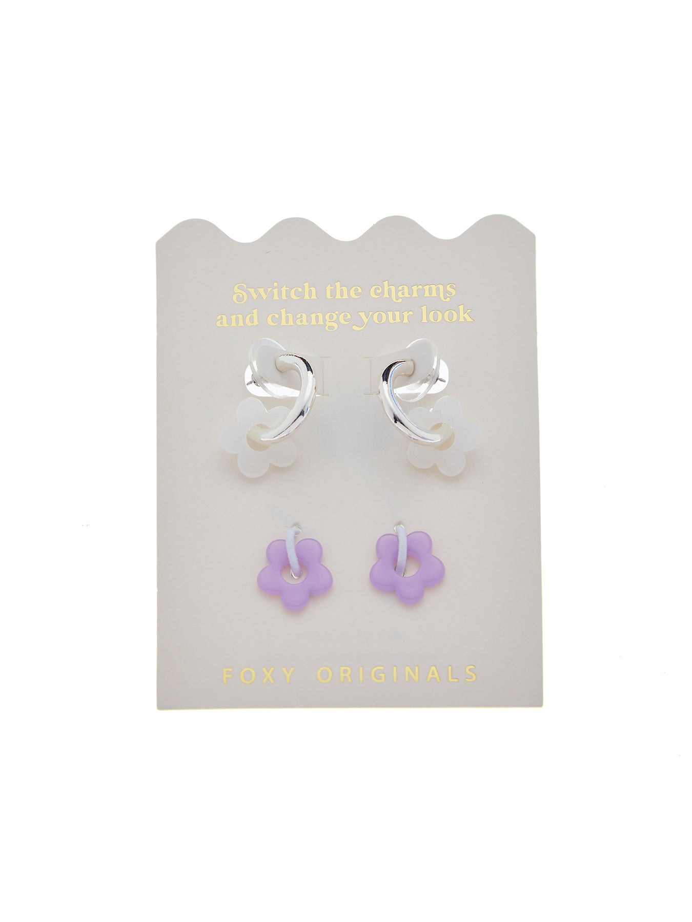 Purple & White Flower Earrings