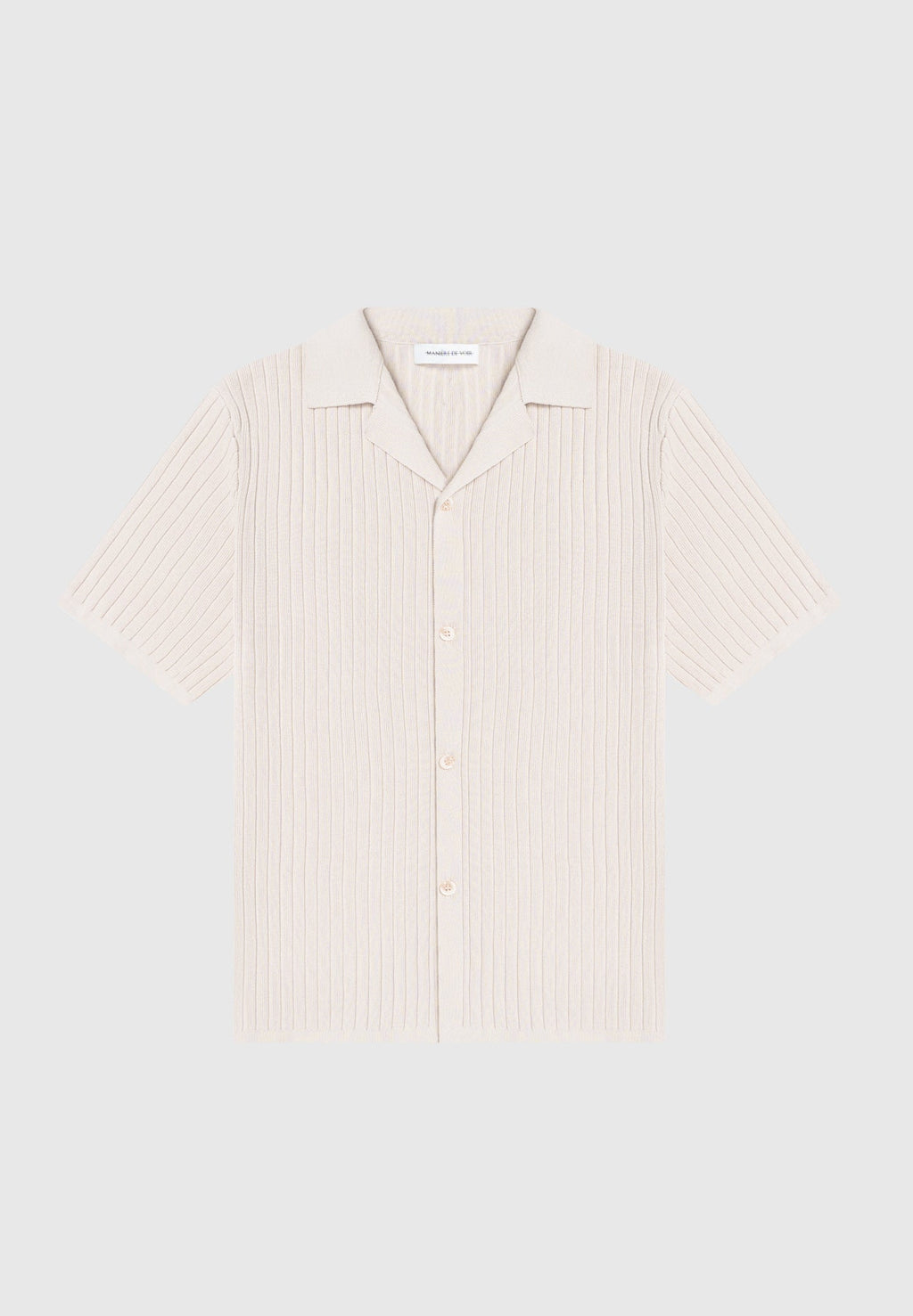 Ribbed Knit Revere Shirt - Cream