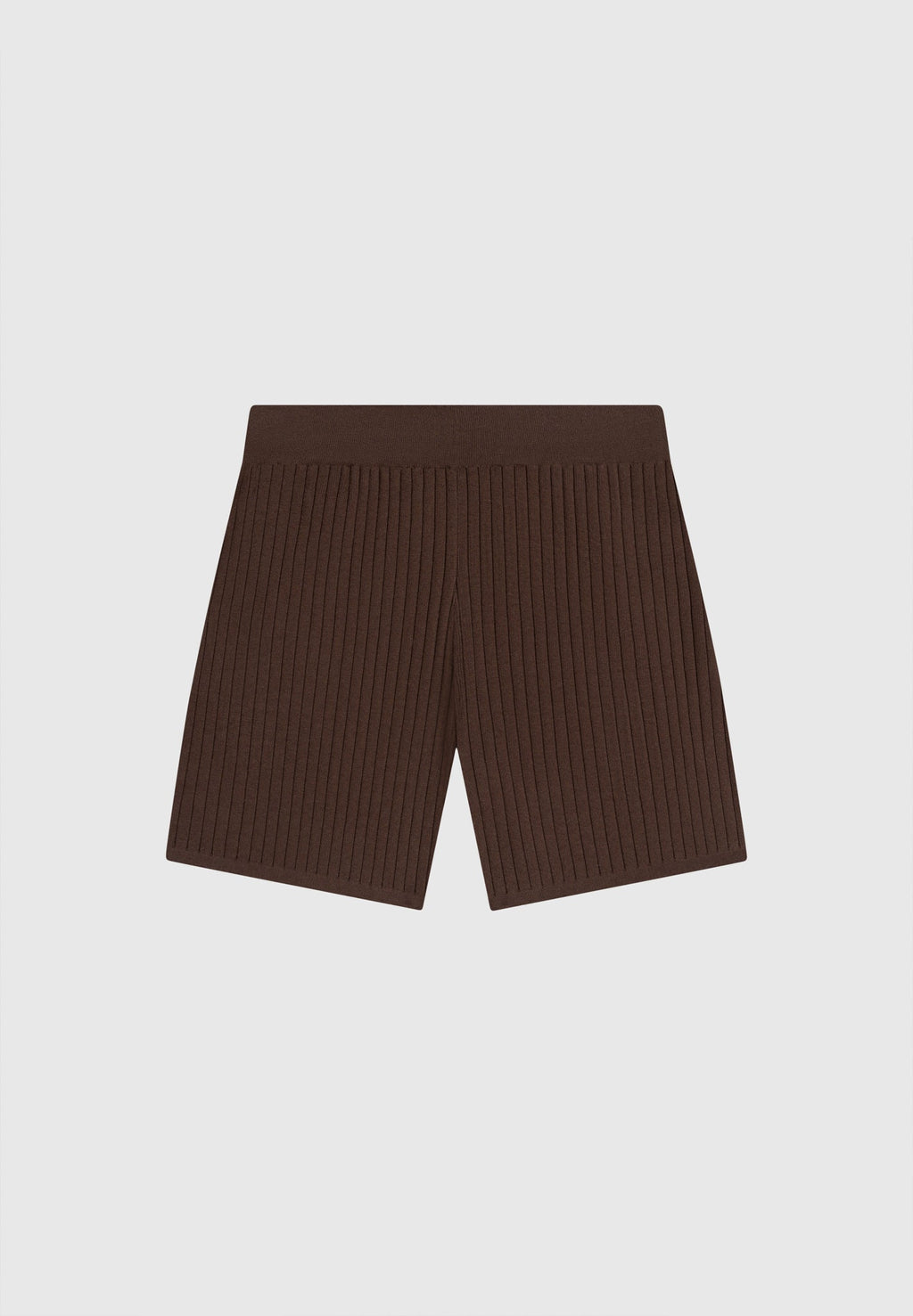 Ribbed Knit Shorts - Brown