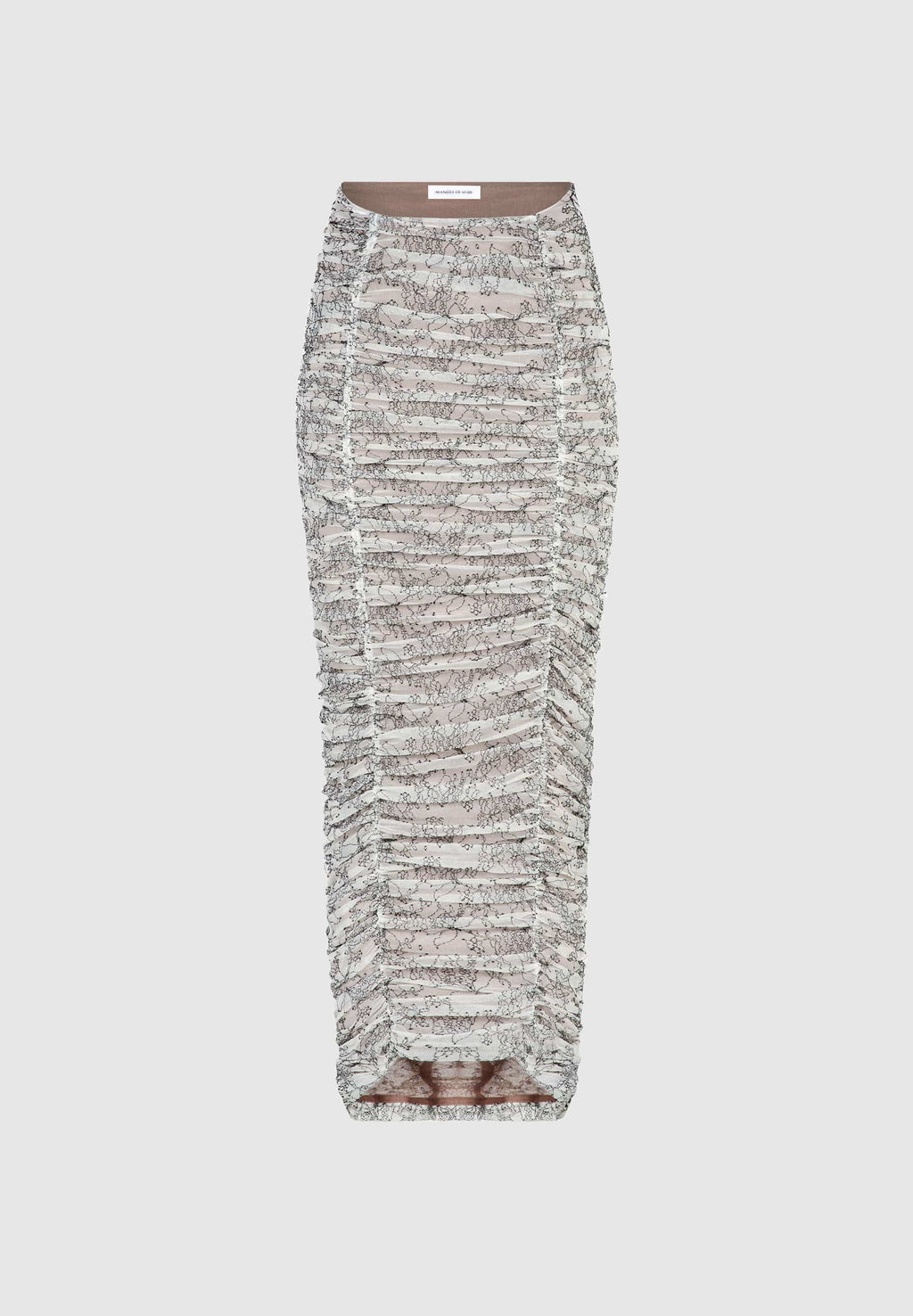 Ruched Lace Asymmetric Midaxi Skirt - Off White