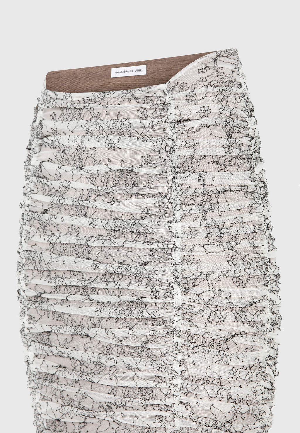 Ruched Lace Asymmetric Midaxi Skirt - Off White