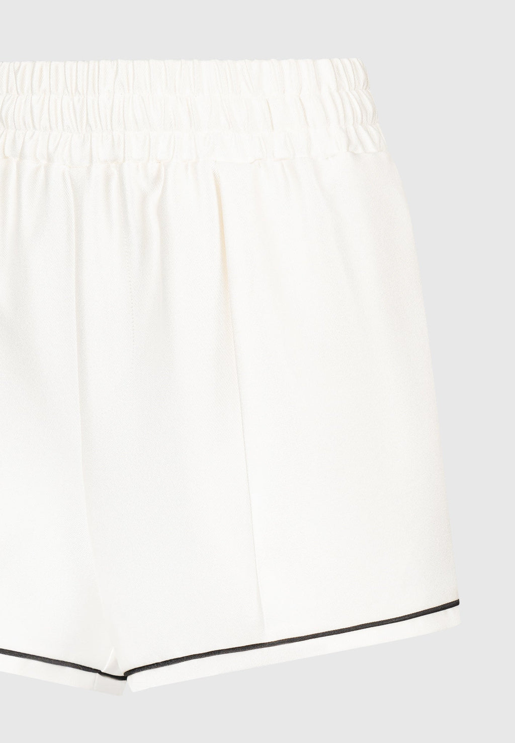 Satin Shorts with Piping - Cream