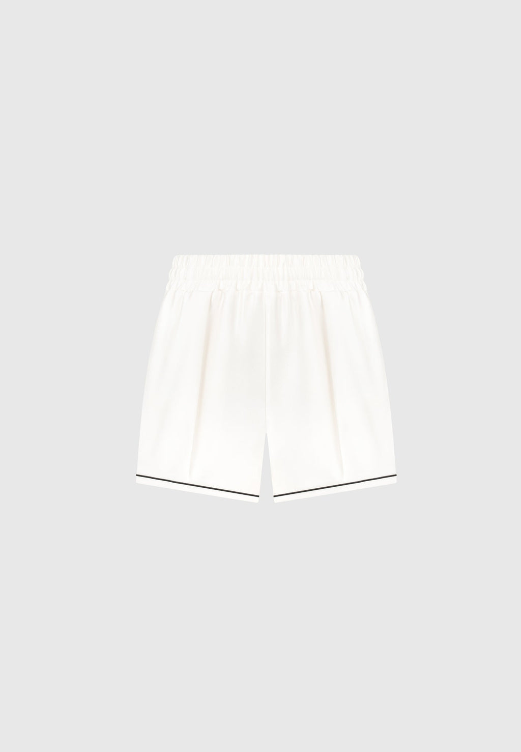 Satin Shorts with Piping - Cream