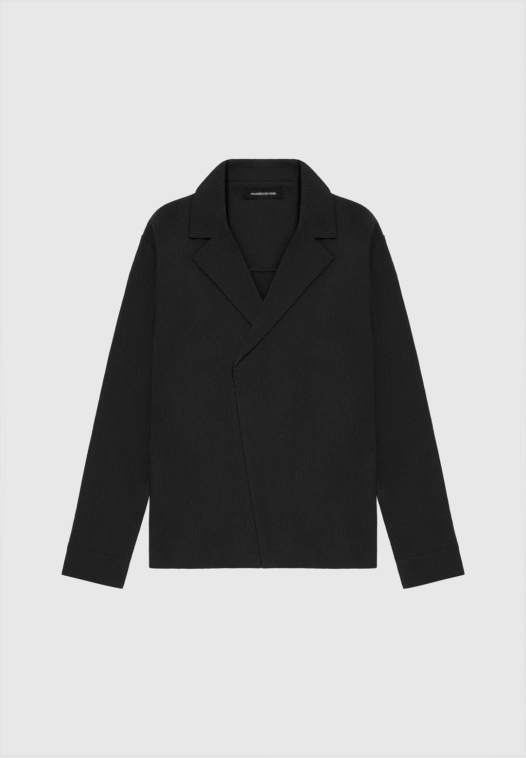 Seersucker Double Breasted Overshirt - Black