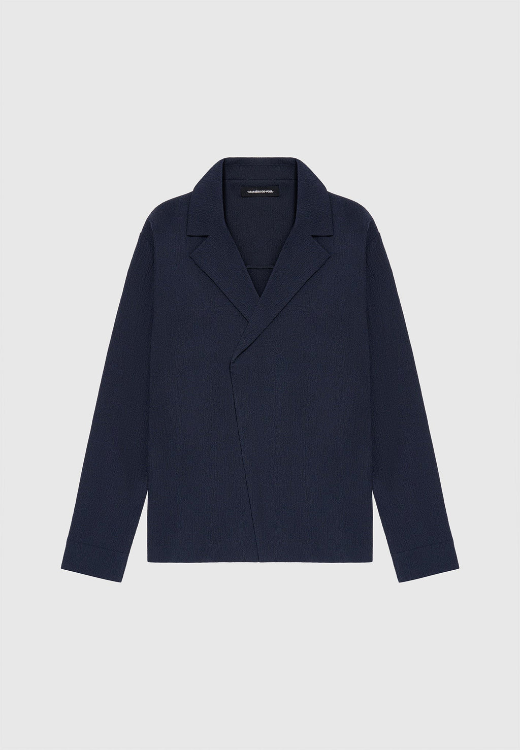 Seersucker Double Breasted Shirt - Navy