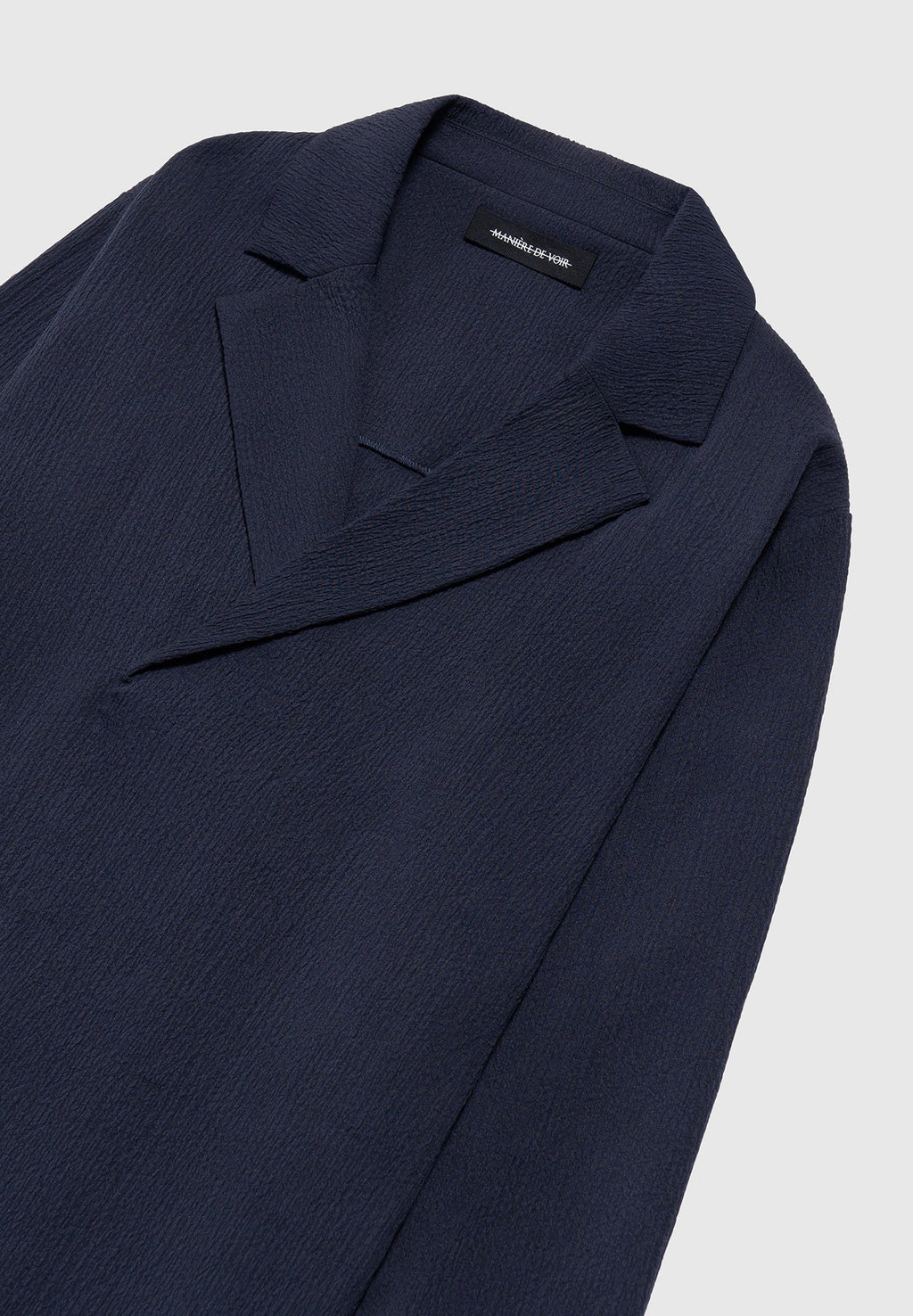 Seersucker Double Breasted Shirt - Navy