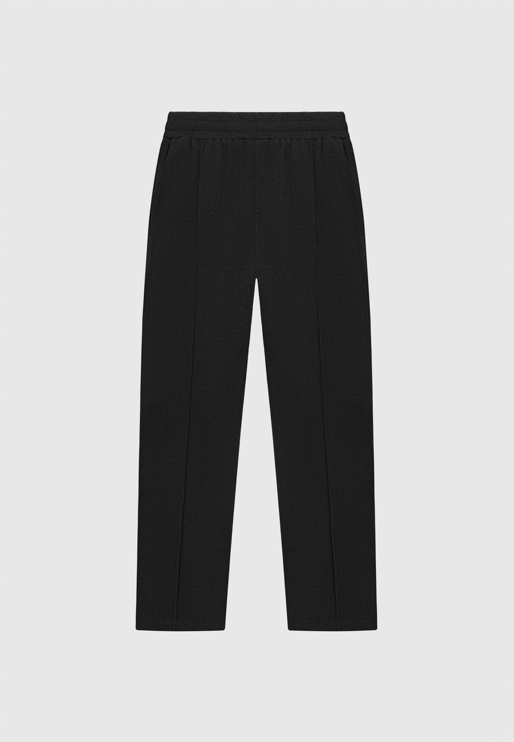 Seersucker Tapered Trousers - Black