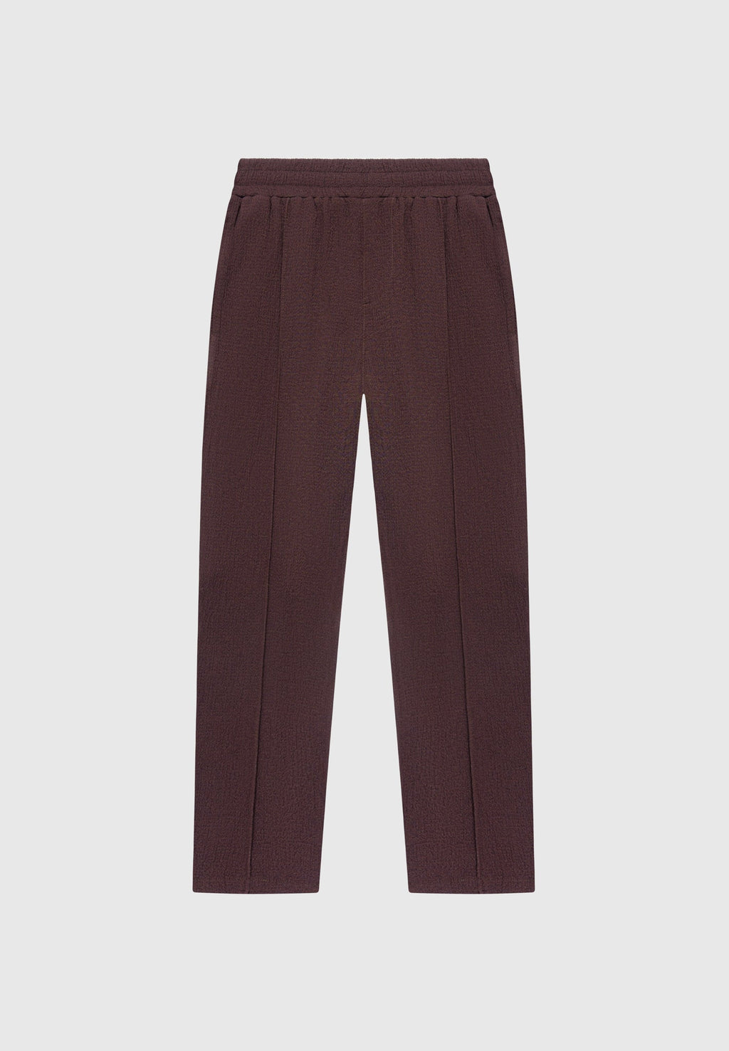 Seersucker Tapered Trousers - Brown