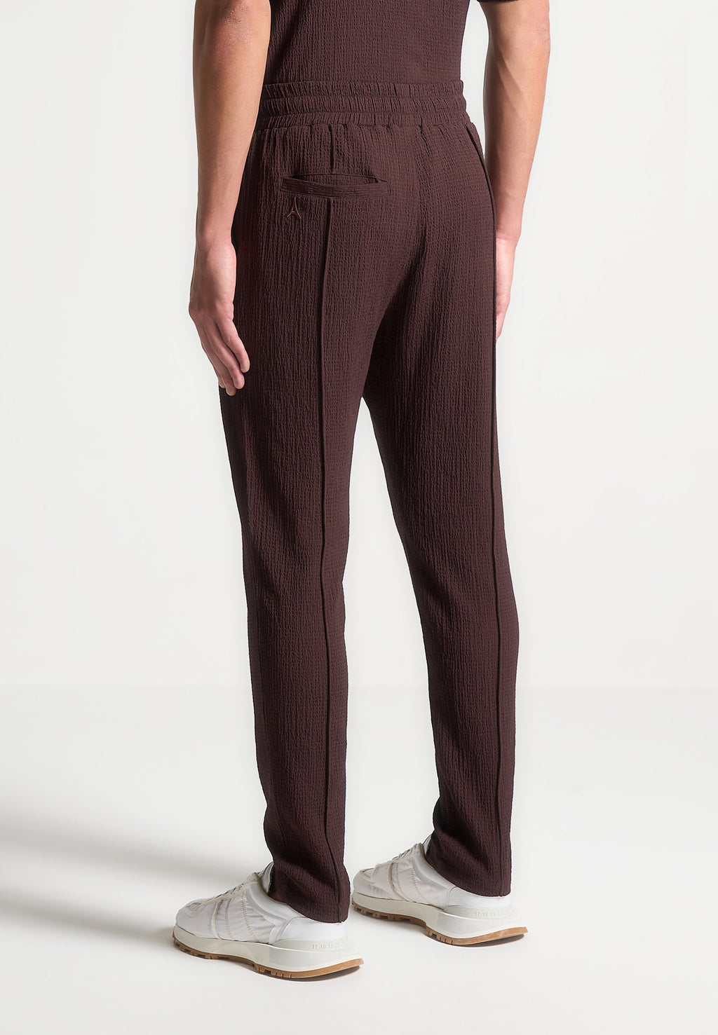 Seersucker Tapered Trousers - Brown