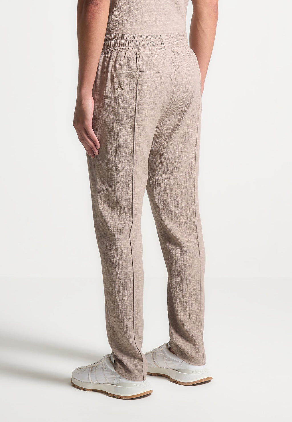 Seersucker Tapered Trousers - Taupe