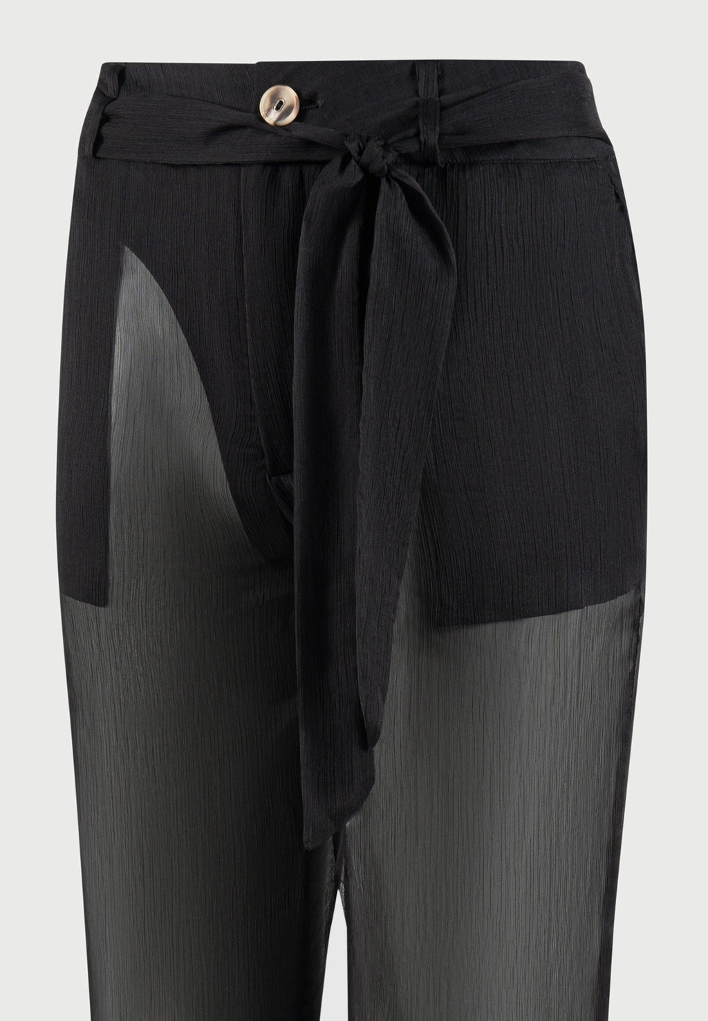 Sheer Belted Trousers - Black