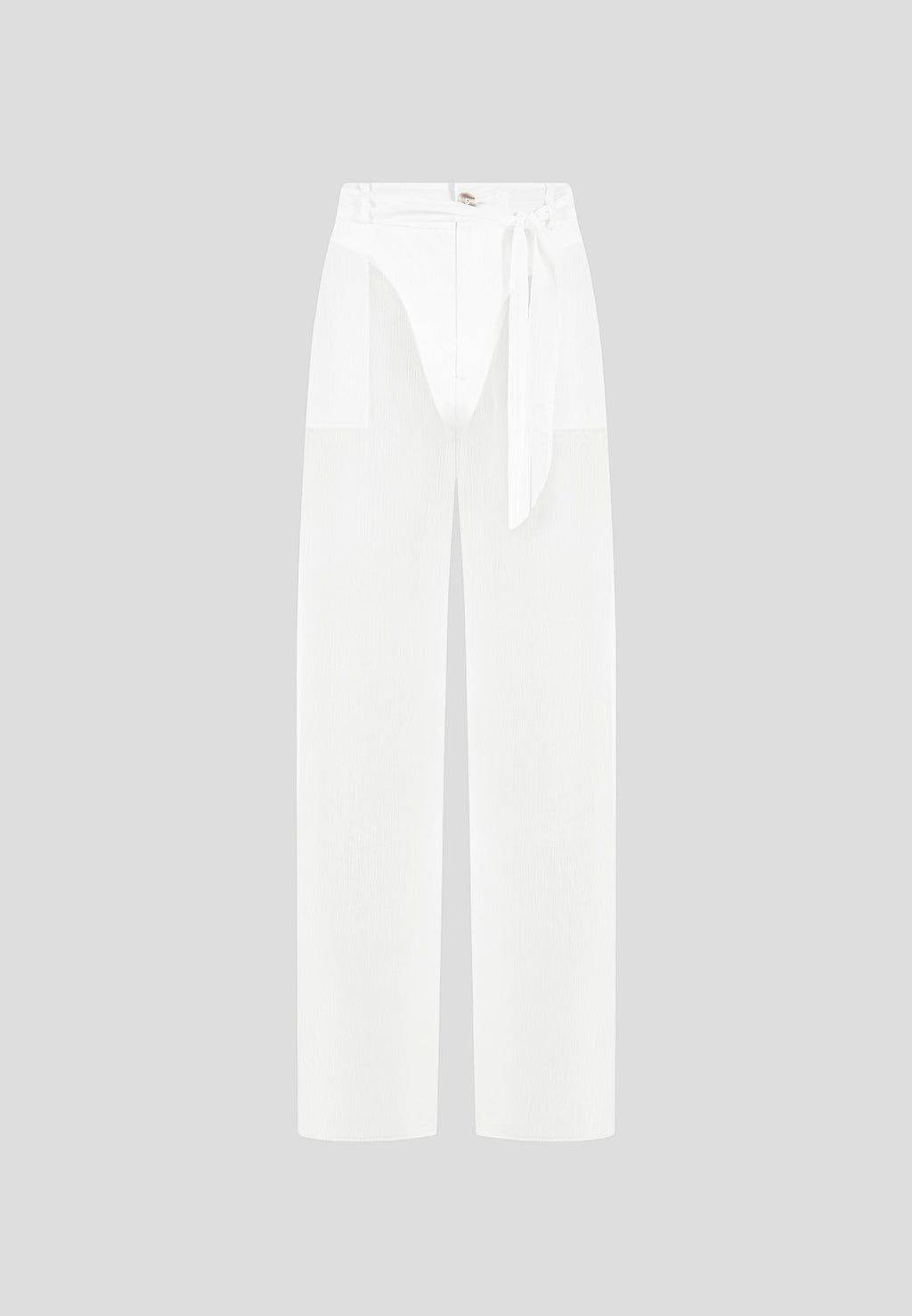 Sheer Belted Trousers - White